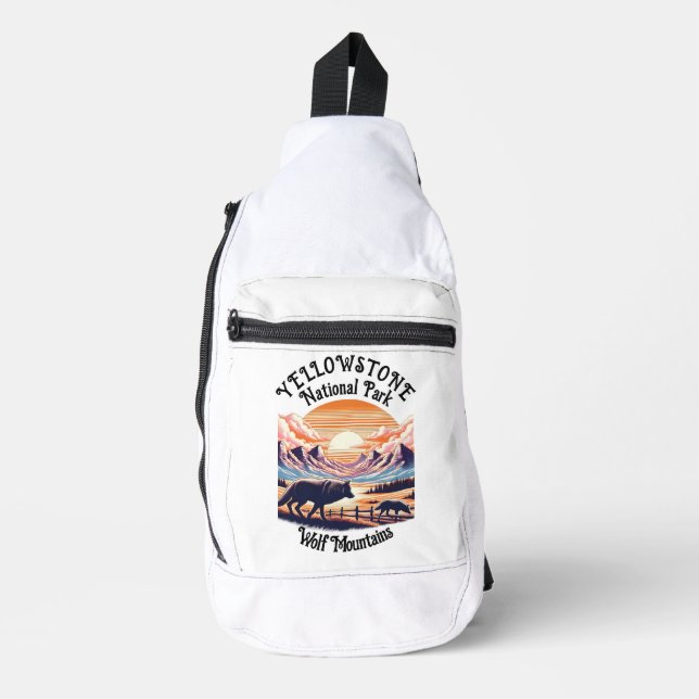 Majestic Emblem of Yellowstone National Park Sling Bag (Front)