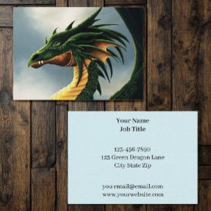 Majestic Emerald Green Dragon Fantasy Business Card