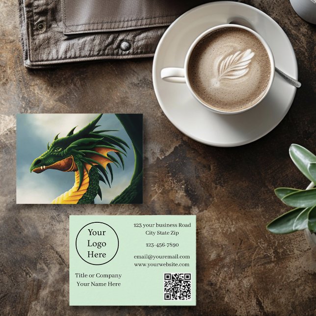 Majestic Emerald Green Dragon Fantasy Business Card (Creator Uploaded)