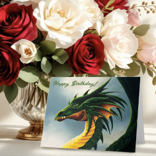 Majestic Emerald Green Dragon Fantasy Card