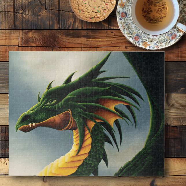 Majestic Emerald Green Dragon Fantasy Jigsaw Puzzle (Creator Uploaded)