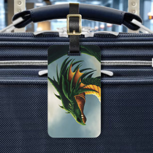 Majestic Emerald Green Dragon Fantasy Luggage Tag