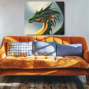 Majestic Emerald Green Dragon Fantasy Metal Print