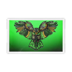 Majestic Emerald Owl Acrylic Tray