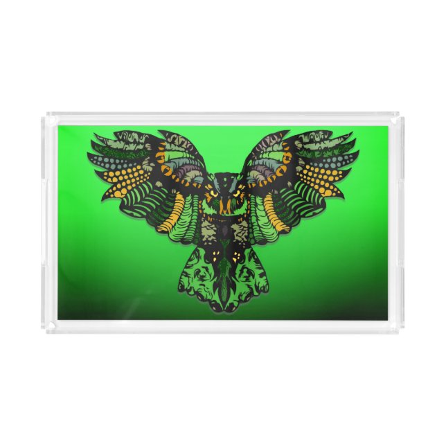 Majestic Emerald Owl Acrylic Tray (Front)