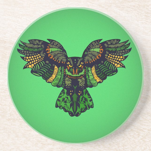 Majestic Emerald Owl Coaster (Front)