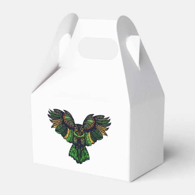 Majestic Emerald Owl Favor Boxes (Front Side)