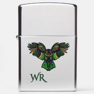 Majestic Emerald Owl Glass Monogram