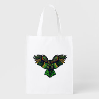 Majestic Emerald Owl Grocery Bag