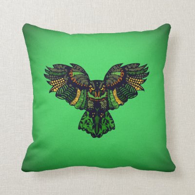 Majestic Emerald Owl Keep Out Throw Pillow