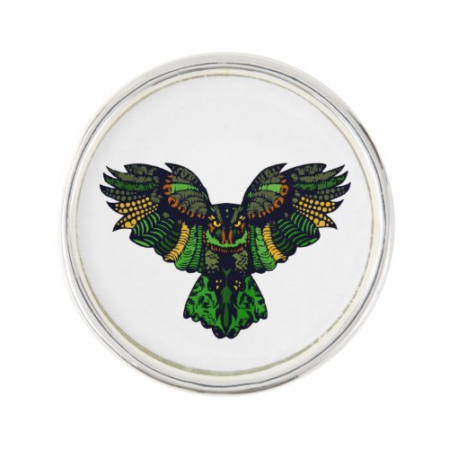 Majestic Emerald Owl Lapel Pin