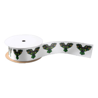 Majestic Emerald Owl Satin Ribbon