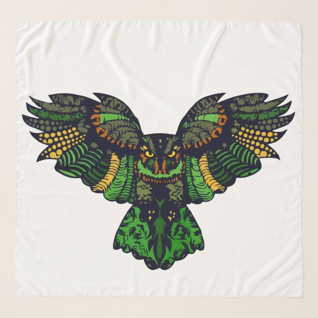 Majestic Emerald Owl Scarf (Front)
