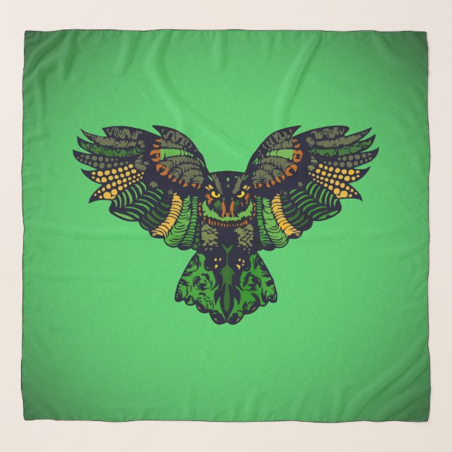 Majestic Emerald Owl Scarf (Front)
