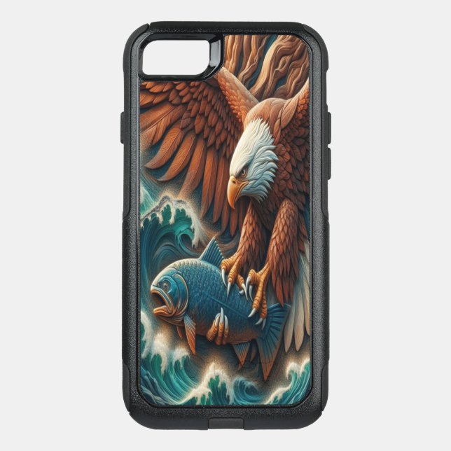 Majestic Encounter: Eagle and Fish iPhone 15 Pro Max Case (Back)