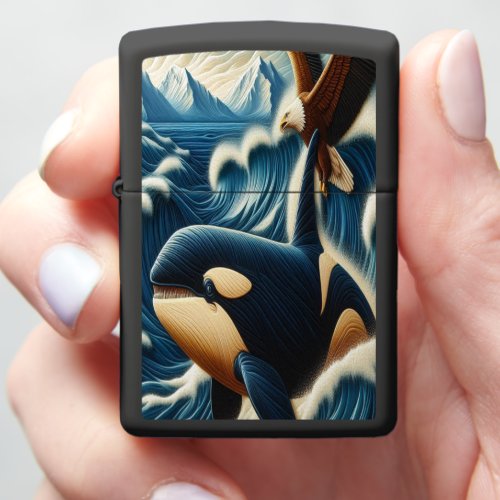 Majestic Encounter Whale and Eagle Zippo Lighter