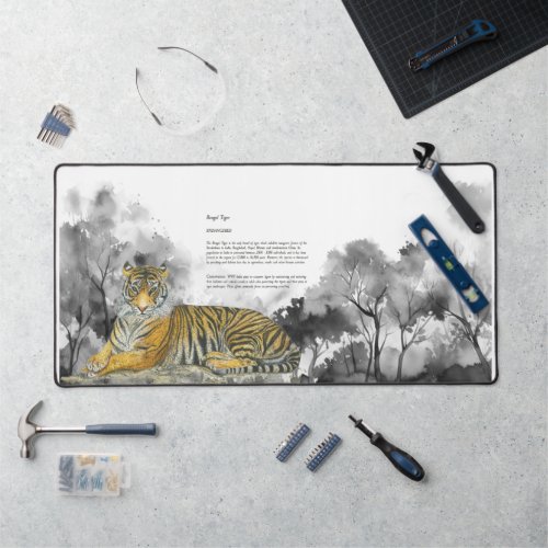 Majestic Endangered Bengal Tiger Watercolours Desk Mat