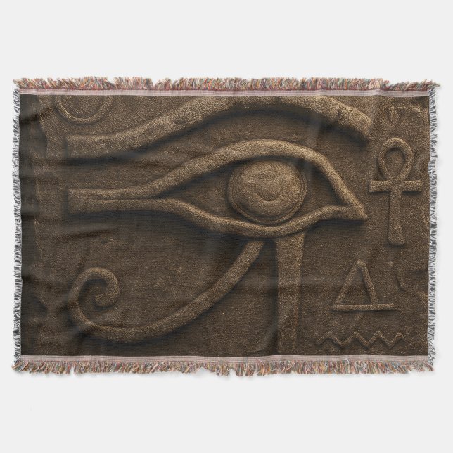 Majestic Eye of Horus Pharaonic Throw Blanket (Front)