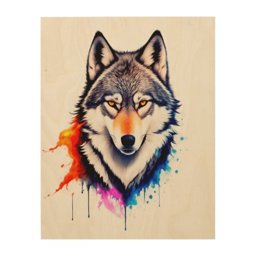 Majestic Face of a Gray Wolf Wood Wall Art