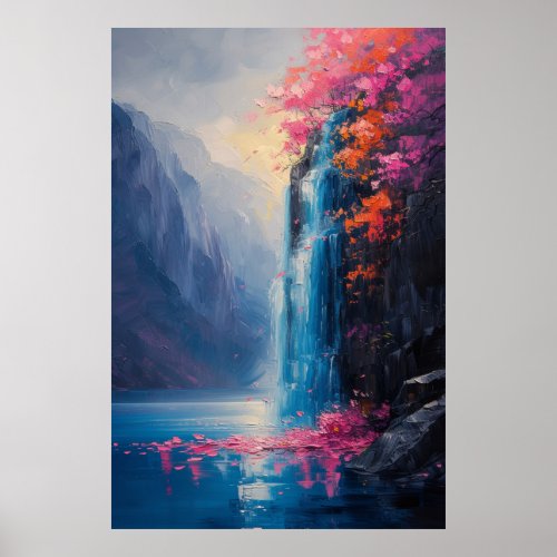 Majestic Falls Vivid Cascade Poster