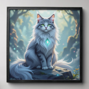 **Majestic Fantasy Cat with Mystical Aura – High F Peel And Stick Photo Tile