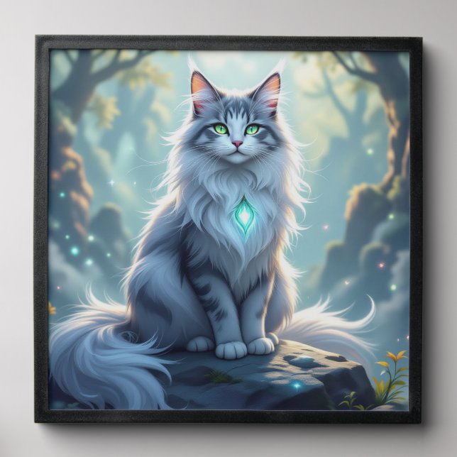 **Majestic Fantasy Cat with Mystical Aura – High F Peel And Stick Photo Tile (Front Set)