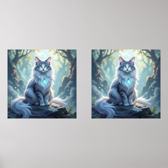 **Majestic Fantasy Cat with Mystical Aura – High F Wall Art Sets (Front)