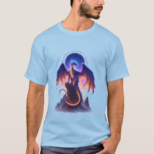 Majestic Fantasy Dragon Perched on Mountain T-Shirt