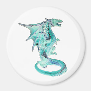 Majestic Fantasy Dragon Sky Blue Eye Catching Magnet