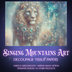Majestic Fantasy Lion King Decoupage Tissue Paper