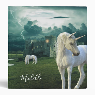 Majestic Fantasy Unicorn Castle Personalized 3 Ring Binder