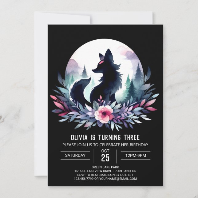 Majestic Fantasy Wolf Birthday Invitation (Front)