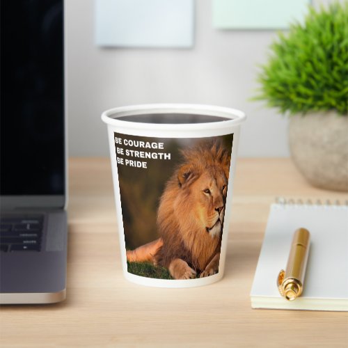 Majestic fearless lion paper cup