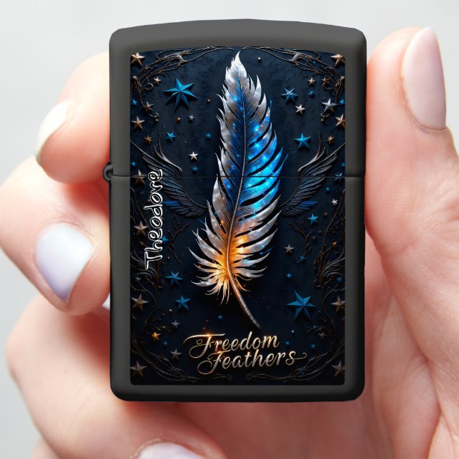 Majestic Feather Wings Starfield  Zippo Lighter (In Hand)