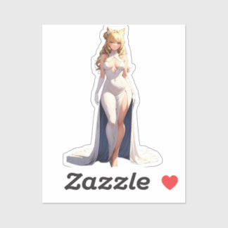 Majestic Feline Princess Anime Concept Sticker