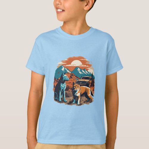 Majestic Felines  Canine Explorers Among Mountain T_Shirt