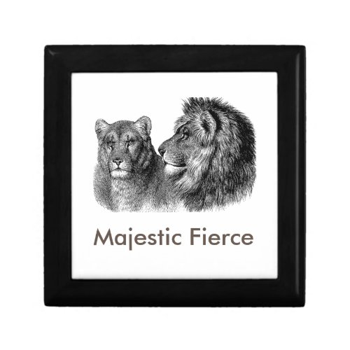 Majestic Fierce Lion Wooden Jewelry Keepsack Box
