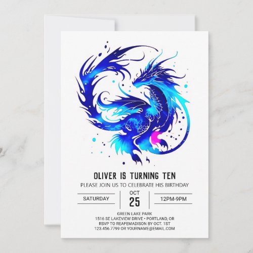 Majestic Fire_Breathing Dragon Birthday Invitation