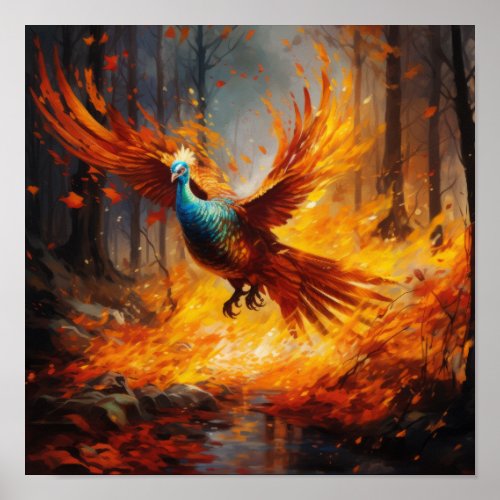 Majestic Fire Pheasant Poster _ Captivating Wildli