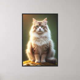 Majestic Fluffy Cat – Serene Green-Eyed Feline Canvas Print