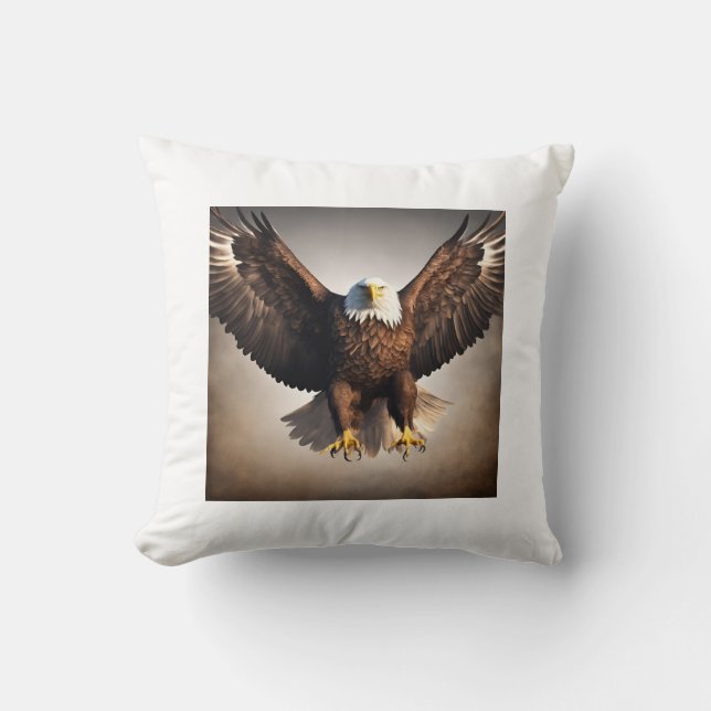 Majestic Flying Eagle Design Throw Pillow. Pillow (Front)