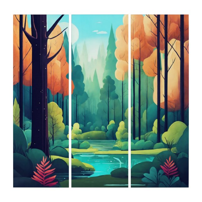Majestic forest beautiful nature scene Triptych (Front)