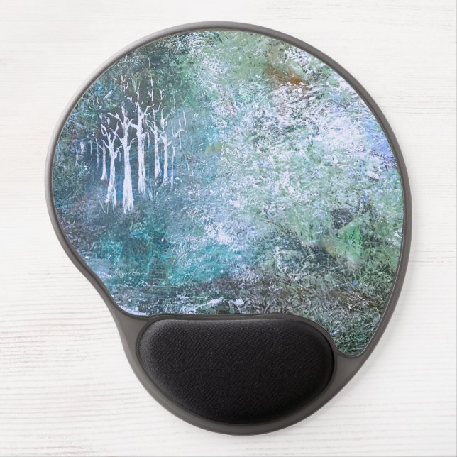 Majestic Forest in Teal and Blue Gel Mouse Pad (Front)