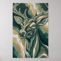 Majestic Forest Stag Fine Art Oil Painting Style 