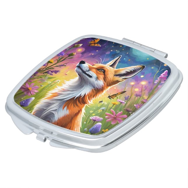 Majestic Fox Compact Mirror (Turned)