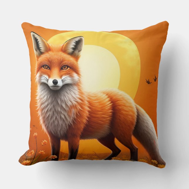 Majestic Fox Portrait Throw Pillow (Front)