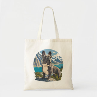 Majestic French Bulldog Mountain Lake Adventure Tote Bag