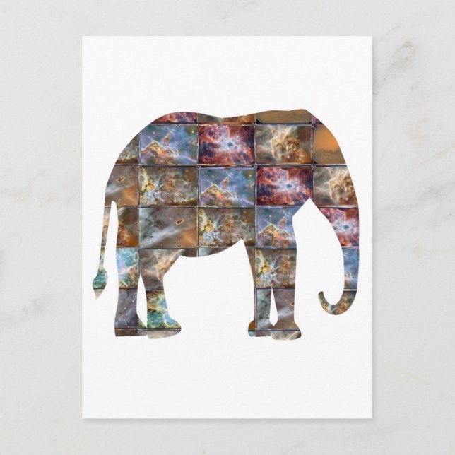 Majestic Friendly Animal : Elephant Marble Tiles Postcard (Front)