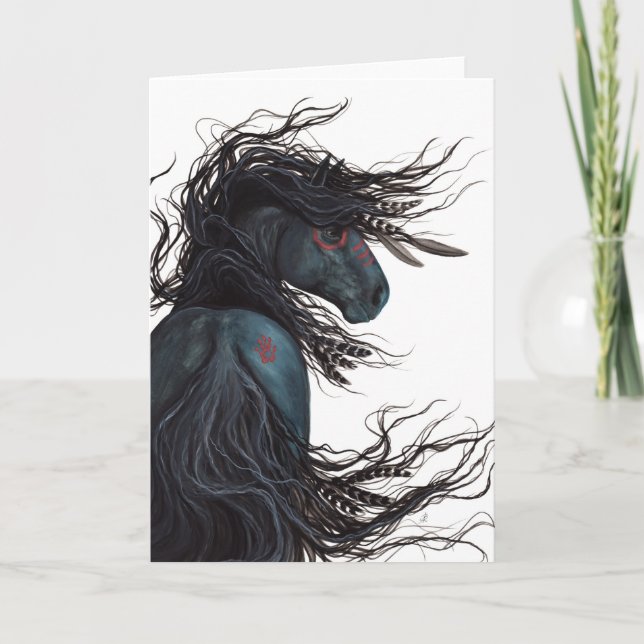 Majestic Friesian Horse Art by BiHrLe Card (Front)