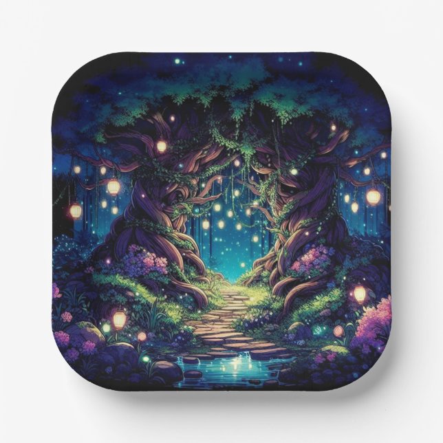  Majestic Fun Enchanted Forest Baby Shower Paper Plates (Front)